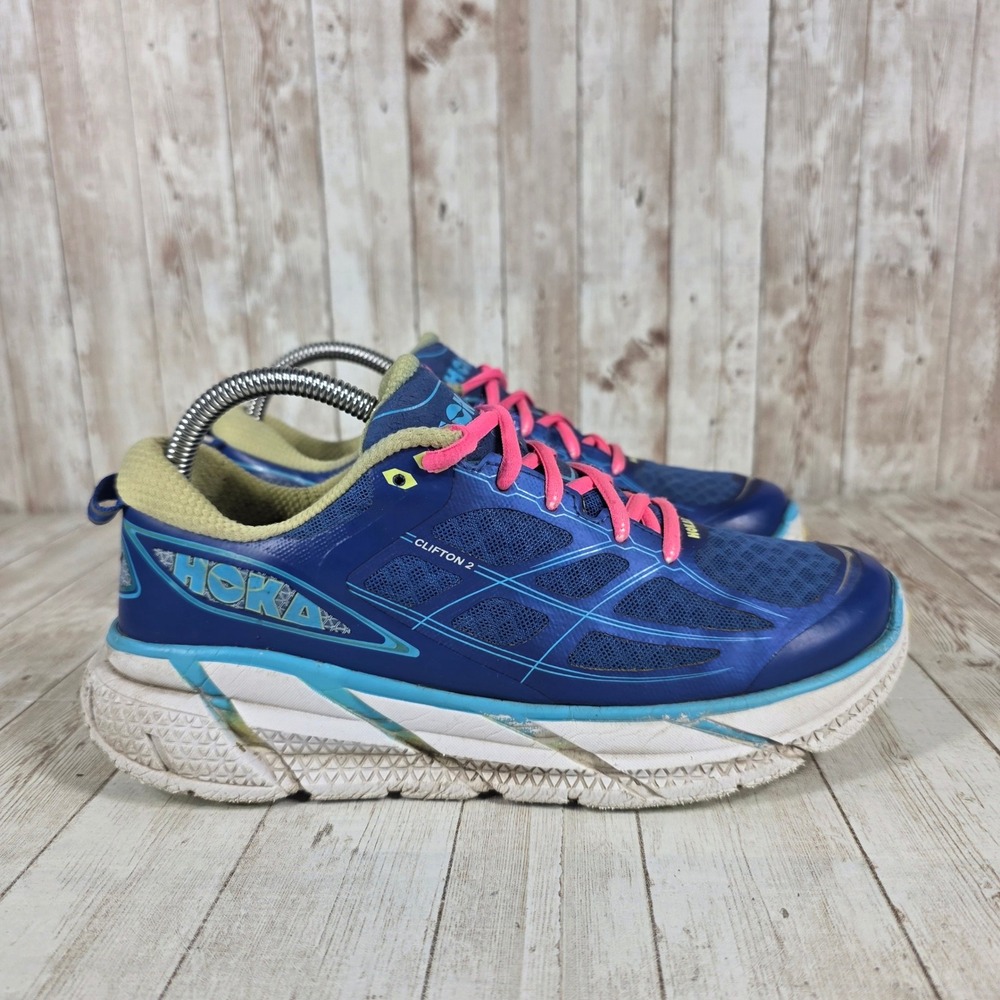 Hoka One One Clifton 2 Women's Running Shoes Blue Pink Size 7